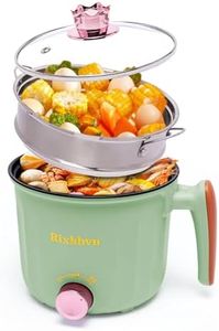 Rixhbvn Hot Pot Electric with Steamer, Rapid Noodles Cooker,Non-Stick Electric Pot for Raman, Soup, Noodles, Steak, Oatmeal, Rapid, with Temperature control, (Rotary switch), 1.8L,Green