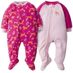 GERBER Baby Girls 2-Pack Blanket Sleeper, Pink Fox, 6-9 Months