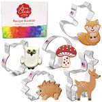 Woodland Cookie Cutters 5-Pc. Set Made in The USA by Ann Clark, Cute Fox, Deer, Owl, Hedgehog, Mushroom