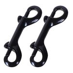 Weenkeey 2 Pcs Double Ended Bolt Snap Hooks Zinc Alloy Trigger Chain Clips Heavy Duty Metal Spring Hook for Pet Dog Leash Collar Leash Horse Tack - Black