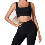 JN JANPRINT Workout Outfits for Women 2 Piece Set Ribbed Seamless Yoga Outfits Crop Top Leggings Exercise Sports Bra Tracksuits Set