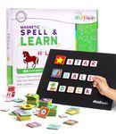Intelliskills Premium Magnetic Spell&Learn Board for Kids-64 Pictures&144 Alphabet Magnets,Learning Toys for Kids,Magnetic Alphabets for Kids, Educational Toy for 3+ Year Old, Spelling Game for Kids