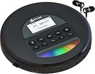 KLIM Nomad - NEW 2024 - Portable CD Player Walkman with Long-lasting Battery - With Headphones - Radio FM - Compatible MP3 CD Player Portable - TF Card Radio FM Bluetooth - Ideal for cars - Black