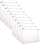 10Packs A5 Zipper Plastic Envelopes,A5 Expanding File Wallet Document Folder A5 Clear Zip Plastic File Document Paper Holder,A5 Waterproof Zipper Pouch Pencil Bags for School & Office (10 Packs)