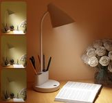 PESCA 360° Flexible Desk Lamp with Pen & Mobile Holder, Modern Touch Switch, Adjustable LED Table Lamp for Reading, Studying & Office (White)