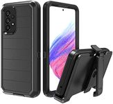 NIFFPD Designed for Samsung Galaxy A53 5G Case with Belt Clip & Kickstand, Full-Body Triple Layers Rugged Case with Screen Protector for Samsung Galaxy A53 5G 6.5 inch Phone (Black)