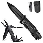 HONZIN Multitool Pliers 16 in 1 Multitool Pocket Knife with Nylon Sheath Black Multi Tool for Camping Outdoor Survival