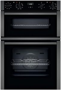 NEFF N50 U1ACE2HG0B Double Oven with CircoTherm, EasyClean interior, Cliprails and LCD Display, Graphite, Integrated, 88.8 x 59.4 x 55cm (H x W x D)