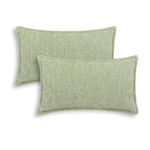 CaliTime Throw Pillow Cases Pack of 2 Cotton Thread Stitching Edges Solid Dyed Soft Chenille Cushion Covers for Couch Sofa Home Farmhouse Decoration 30cm x 50cm Sage