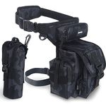 Drop Leg Bag for Men Metal Detecting Pouch Tactical Military Thigh Waist Pack (Camouflage Black)