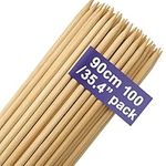 MATANA 100 Extra Long Marshmallow Roasting Sticks, 90cm/35 Inches (0.6cm/6mm Thick) - XL Wooden Skewers for Toasting Smores, Grilling, Fire Pit, Bonfires, Camping, Parties - Sturdy & 100% Natural