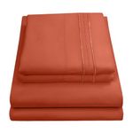 Sweet Home Collection Luxury Bedding Set with Flat, Fitted Sheet, 2 Pillow Cases, Microfiber, Rust, Queen