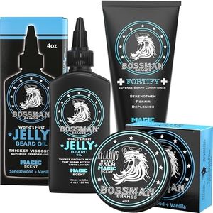 Bossman Essentials Beard Kit for Men - Beard Oil Jelly, Fortifying Conditioner Cream, Beard Balm - Grooming Growth Care Accessories (Magic)