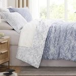 Southshore Fine Living, Inc. Queen Size Comforter Sets, Hotel Quality Bedding, Floral Bed Spread with Matching Shams, Reversible Print is 2 Colors in 1, Fits Queen & Full Beds, Winter Brush Blue/White