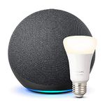 Echo (4th generation), Charcoal + Philips Hue White Smart Light Bulb LED (E27), Works with Alexa - Smart Home Starter Kit