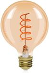 Bonlux E27 6W Vintage Edison LED Light Bulb, Dimmable E27 Base Screw Globe Amber Glass, G125 Large Decorative LED Filament Bulb, Flicker-Free AC220-240V 2200K Warm White, Pack of 1