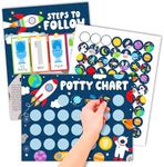 Hadley Designs Potty Training Chart for Toddlers Boys -10 Sticker Potty Chart for Toddlers Boys, 8.5x11" Potty Training Sticker Charts for Toilet Success, Space Toddler Reward Chart for Kids