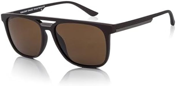 Vincent Chase By Lenskart | Matte Brown Full Rim Square| Polarized Stylish Sunglasses | 100% UV Protected | For Men & Women (Medium, Vc S12644)