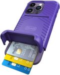 Scooch® for iPhone 14 Pro Case with Card Holder, Wingmate Wallet Case with Hidden Card Slot and RFID Protection for 4 Cards, 10-Foot Drop Protection, Purple