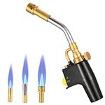 GJCrafts MAPP Propane Torch, Gas Torch with 3 Nozzles/Tips, Multi Purpose Trigger Start Propane Torch, MAPP Torch Kit for Cooking, Searing Steak,Gas cylinders not Included