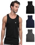 INTO THE AM Men's Basic Tank Tops 3 Pack - Soft Premium Sleeveless Muscle Shirt Bro Tanks for Guys (Black/Charcoal/Navy, X-Large)