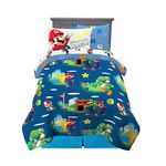 Franco Kids Bedding Super Soft Microfiber Comforter and Sheet Set with Sham, 5 Piece Twin Size, Super Mario design may vary