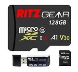 RG Extreme Performance Micro sd Card 128GB MicroSDXC Memory Card, Class10 V30 A1 U3 UHS1 (95/80 R/W) Compatible W Nintendo Switch, Gaming Console, Action Camera, Security Camera + 4-in-1 Reader