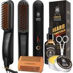 Beard Straightener Kit w/Beard Straightener, Beard Balm, Beard Growth Oil, Beard Styling Comb & Scissors, Upgraded 5-in-1 Beard Straightening, Unique Stocking Stuffer Gifts for Friend, Father & Him