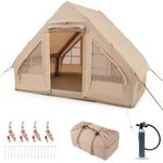 COSTWAY Inflatable Camping Tent, Waterproof 4-Season Blow-up Air Tent with Pump, Mesh Screen Windows and 2 Doors, Easy Setup 4-6 People Windproof Luxury Cabin Tents for Family (295 x 202 x 207 cm)