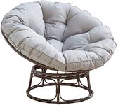Home Detail Garden Moon Chair Outdoor Swivel Papasan Chair with Steel Frame & Padded Cushion Seat (Grey)