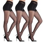 YAGAXI 20D Sheer Tights for Women - 3 Pairs Women's Control Top Pantyhose（Black, Small）