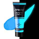 Artecho Glow in the Dark Paint, Neon Blue Paint (120ml / 4.05oz) Tubes, Art Craft Paints for Canvas, Rock, Stone, Wood, Fabric, Art Supplies