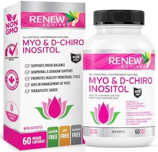 Renew Actives Myo-Inositol & D-Chiro Inositol - Supports Ovarian Function, Menstrual Cycle, Hormonal & Metabolic Conditions - 60 Capsules