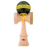 Kendama USA - Kaizen Triple Stripe Kendamas - for Players of All Levels, Carrying Bag Included (Black & Yellow)