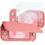 ProCase Flip Cover for Nintendo Switch Lite with 2 Pack Tempered Glass Screen Protectors, Slim Protective Flip Case with Magnetically Detachable Front Cover for Nintendo Switch Lite 2019 -Coral