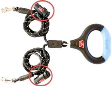 WIGZI 2 Dog Leash Automatically Untangles with 360° Spin, Gel Handle - Reflective Rope. Optional LEDs Light UP to 25 FEET. Universal Size All Dogs, Black, Med/Lrg Size with 2 Rechargeable Lights