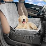 Lingusta Dog Car Seat for Small/Medium Dogs, Fully Detachable and Washable Pet Car Seats for Dog Up to 30 lbs, Soft Dog Booster Seats with Storage Pockets and Clip-On Leash Portable Dog Car Bed