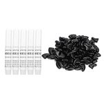 Cat Nail Caps, 100Pcs Soft Cat Nail Cover Protector with Glue for Cats Kitten Safe Anti Scratch [Black S] Claw Care