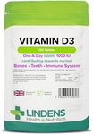 Lindens Vitamin D3 1000IU - 120 Tablets - Immune System, Bones, Teeth, UK Manufacturer Immune Support | (4 Months Supply) | Suitable for Vegetarians | Letterbox Friendly