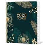 2025 Planner Weekly and Monthly - Jan 2025 - Dec 2025, 8.5" x 11" with Tabs, Large Agenda Planner with Spiral Binding, Flexible Cover - Green