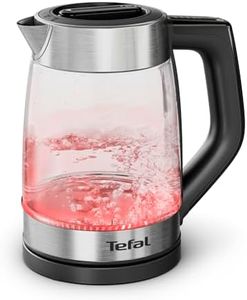 Tefal Express elektrischer Wasserkocher, 1,7 Liter, Griffsteuerung, 5 Temperaturstufen, Farbanzeige, automatische Abschaltung, Wasserstandsanzeige, abnehmbarer Kalkfilter, Edelstahl/Schwarz, KO760DE0