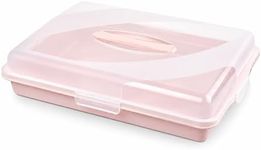 Best House | Plastic Cake Storage Box | PINK | 1 Pc | BPA Free | Cake and Pastry Carrier With Handle | Rectangular Lockable Food Container - L 46cm x W 32cm x H 9.7cm, Pack of 1