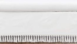 Sweet Jojo Designs White Boho Bohemian Girl Baby Nursery Crib Bed Skirt Dust Ruffle - Solid Color Shabby Chic Princess Luxurious Luxury Elegant Vintage Designer Boutique Victorian Cotton Fringe Tassle