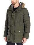 Tommy Hilfiger Men's Arctic Cloth Heavyweight Performance Parka Down Alternative Fur Lined Hood Outerwear Coat, Dark Forest, XL