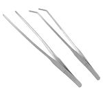 YOGURTCK Stainless Steel Long Reptile Tweezers Feeding Tongs for Snake Lizards Gecko and Bearded Dragon Leopard Spider Terrarium Supplies 2pcs - Silvery