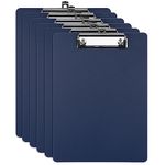 Pechor Clipboard A4 6 Packs, Multi Pack Clipboards Plastic Folder Dark Blue | Holds 100 Sheets! | with Low Profile Clip Boards for Office School Supplies (6pcs)