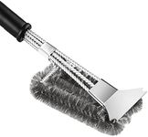BBQ Grill Brush, BBQ Cleaning Brush with Stainless Steel Scraper, 17 inch BBQ Accessories, Easily Clean Stains for Most Stainless Steel, Ceramic, Infrared, Iron & Porcelain Grill Grates