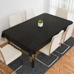 Kuber Industries Dining Table Cover | PVC Table Cloth Cover | 6-Seater Table Cloth | Table Protector Cover | Table Cover for Dining Table | Golden Lace Table Cover | 60x90 Inch | DTC | Black