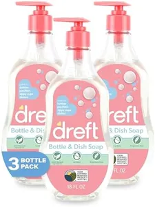 DREFT Bottle and Dish Soap | Made to Clean Baby Bottles, Sippy Cups, Pacifiers, Breast Pumps, & More | Gently Removes Milk Film & Odors | Plant Based, Fragrance Free Dish Soap | 18 Fl Oz (Pack of 3)