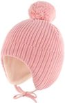 Toddler Winter Hat Baby Beanie with Earflap Fleece Lined Warm Soft Winter Hats for Girls Boys Pink